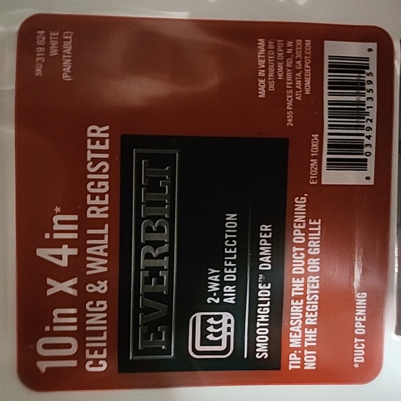 New Everbilt 10 x 4 Ceiling & Wall Register - Picture 3 of 4